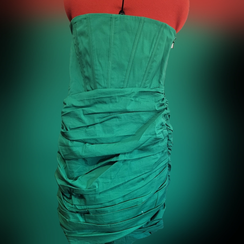 Emerald Strapless Ruched Sheath Dress